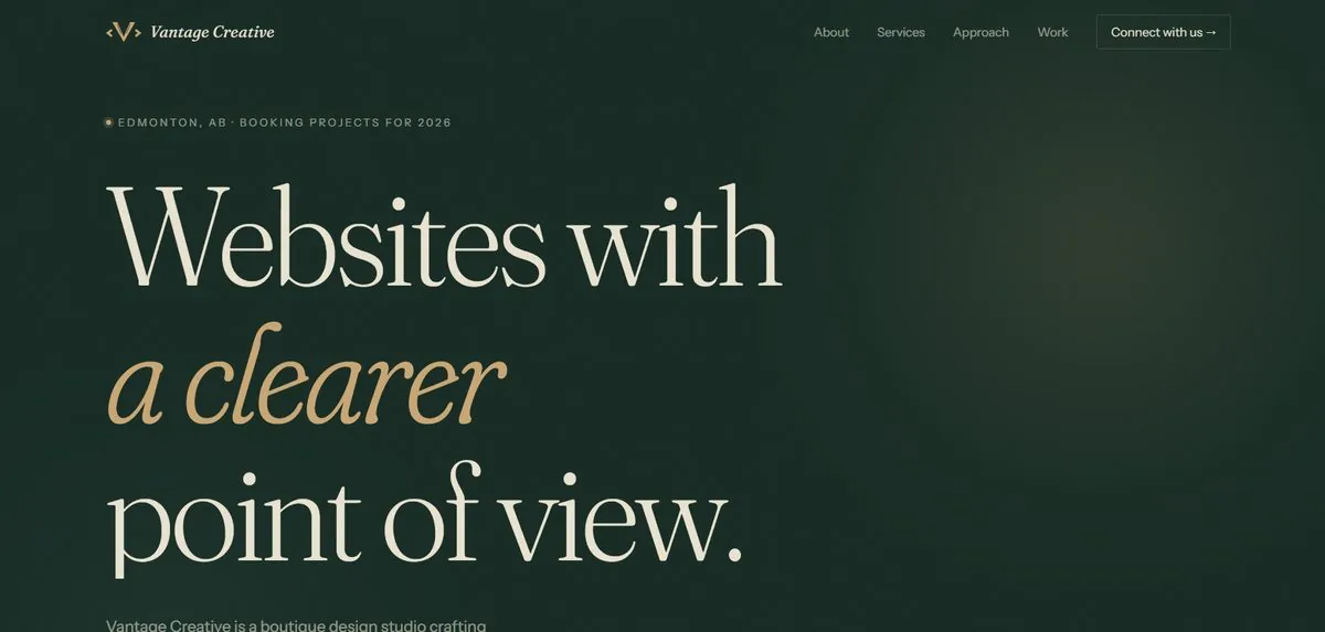 Vantage Creative website homepage